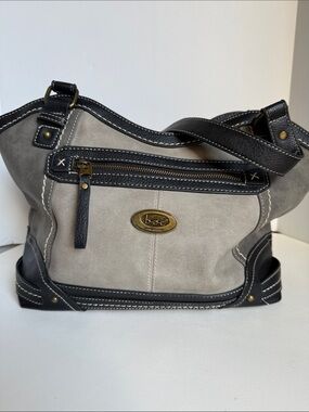 b.o.c. Gray and Black faux Suede roomy Accent Shoulder Bag